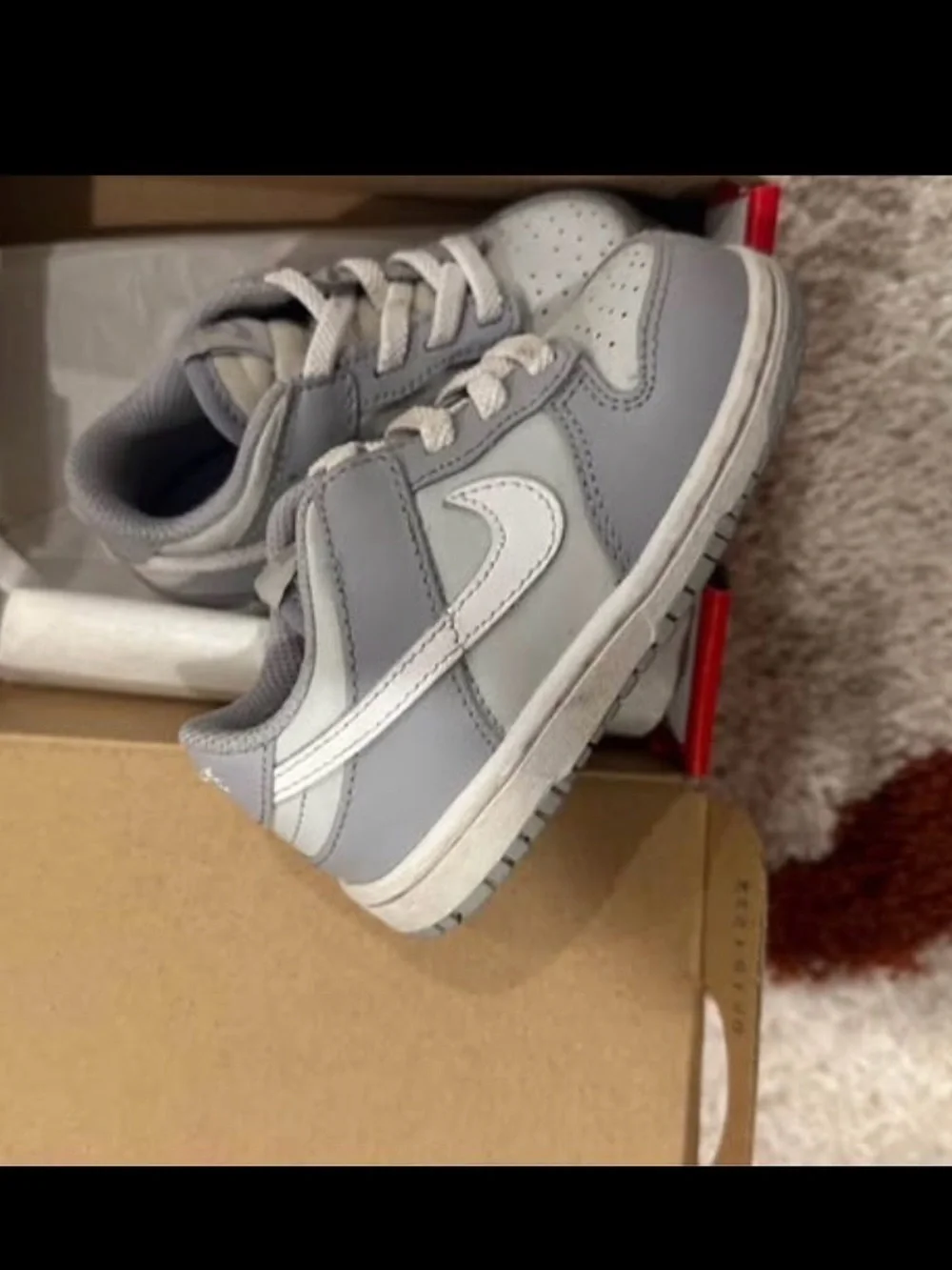 Nike Dunks Little Kids Grey and White Low-Top Sneakers